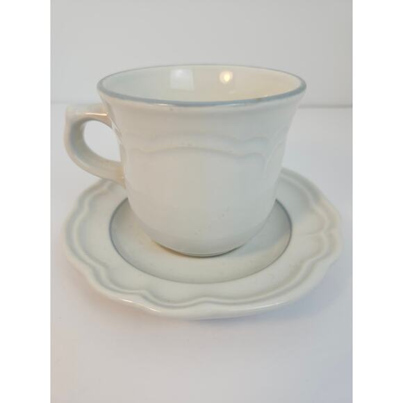 Pfaltzgraff Poetry Blue Rose Vintage Cup And Saucer Glossy Coffee Tea - Picture 2 of 12